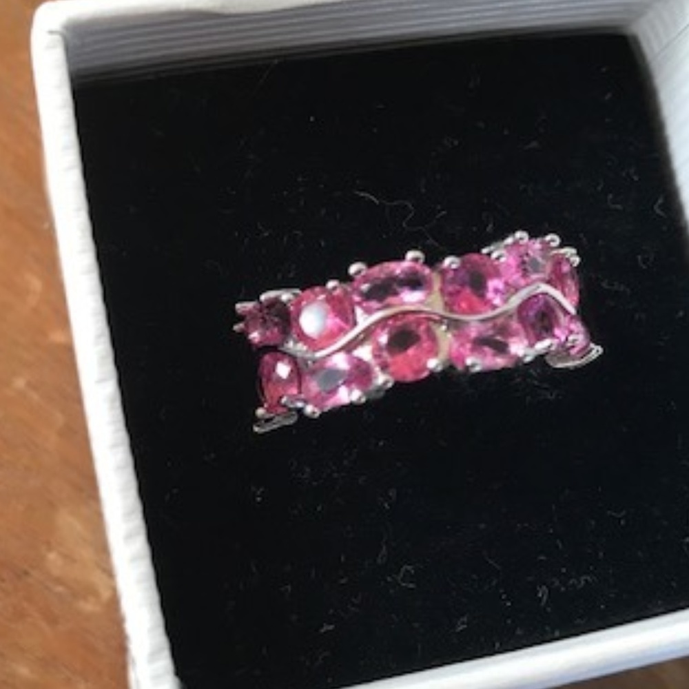 Pink Tourmaline Eternity Ring .925 Sterling Silver